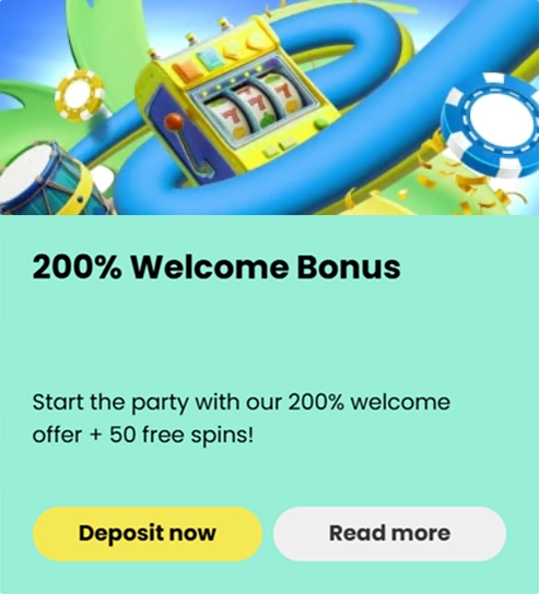 Two hundred percent welcome bonus with slot machine